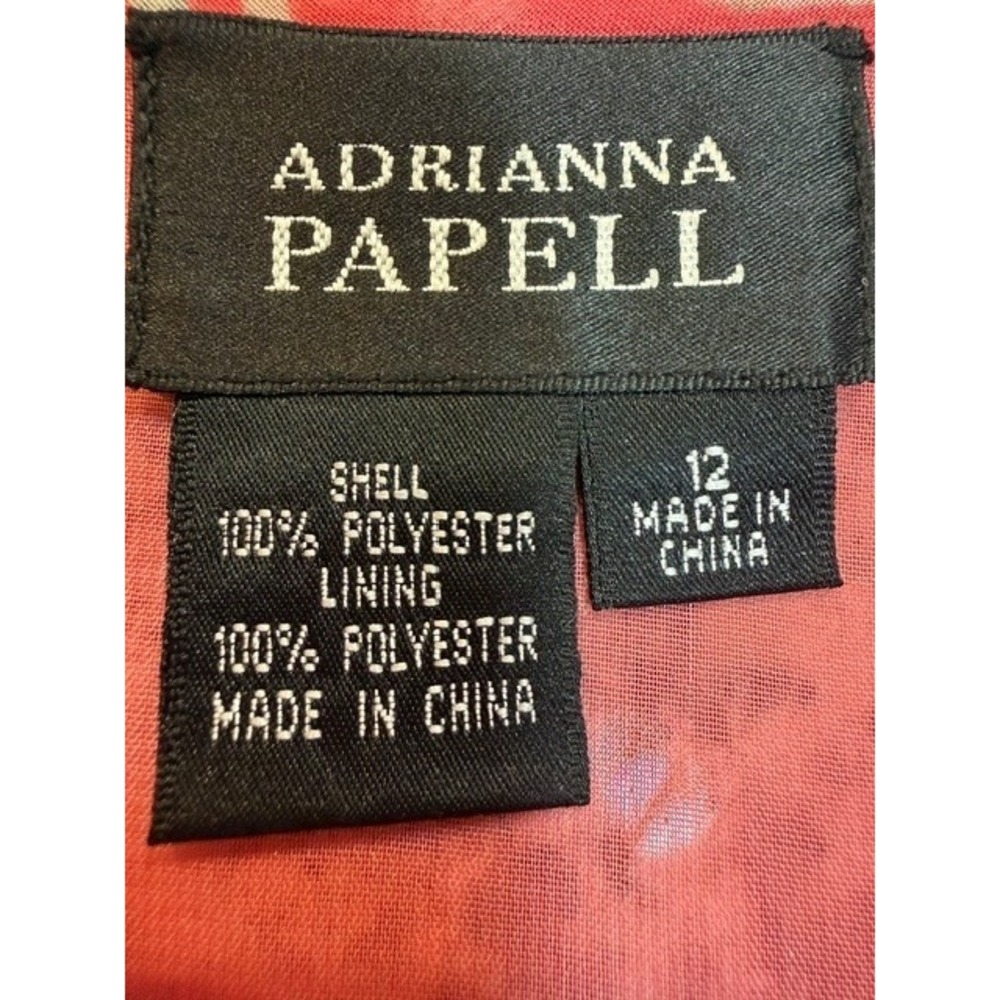 Adrianna Papell Coral Pink Floral Chiffon Sheer Shift Dress Womens Size 12 EUC - Picture 6 of 7